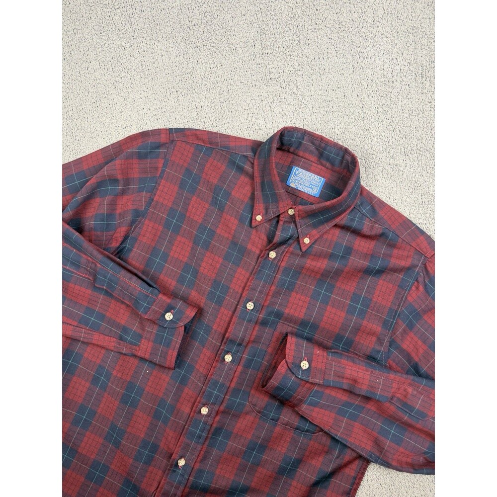 Vintage Pendleton Shirt Mens M Red Plaid Wool Robinson Dress Tartan USA